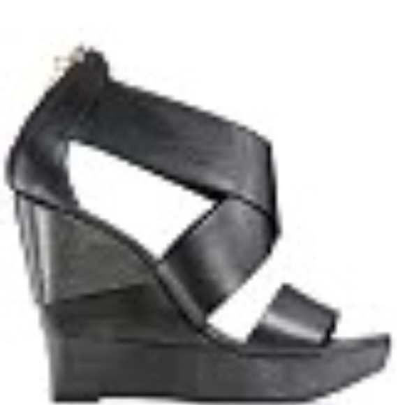 DIANE VON FURSTENBERG Opal Black Wedge Womens Sandals Size 8.5 Like New Cond. - Picture 2 of 12